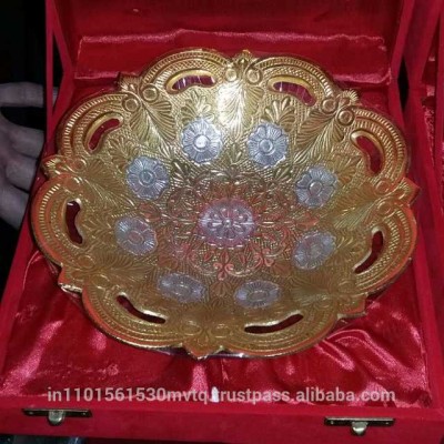 SILVER & GOLD PLATED BOWL, WEDDING RETURN GIFT SIZE 5'' INCH , BRASS MATERIAL