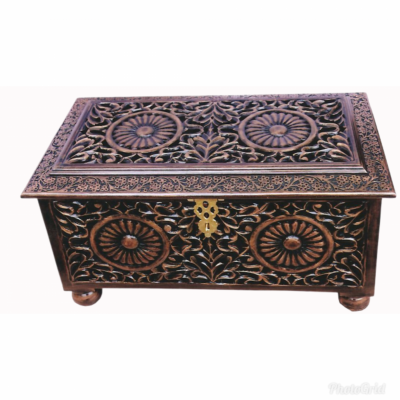 antique hand carved wooden jewelry box